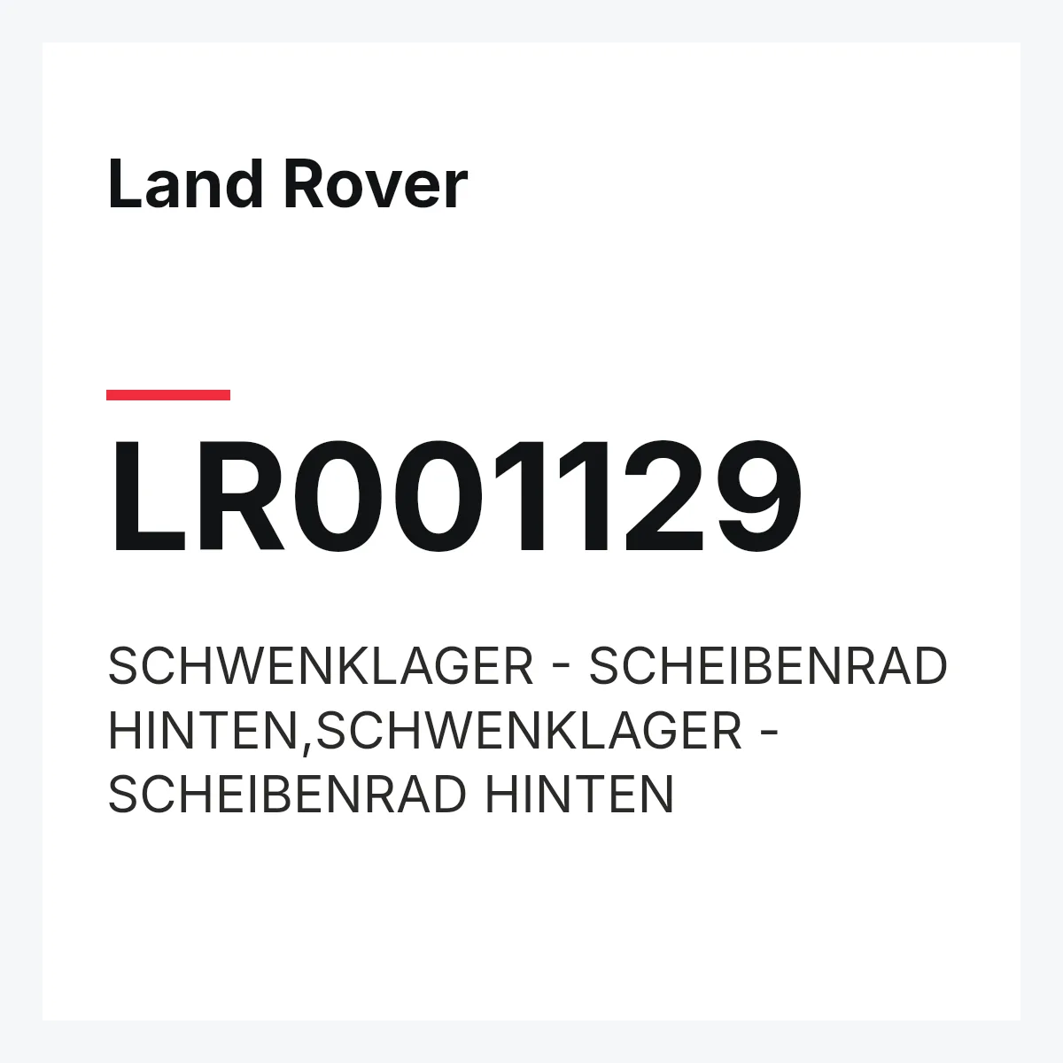 Land Rover LR001129 — SCHWENKLAGER - SCHEIBENRAD HINTEN,SCHWENKLAGER - SCHEIBENRAD HINTEN