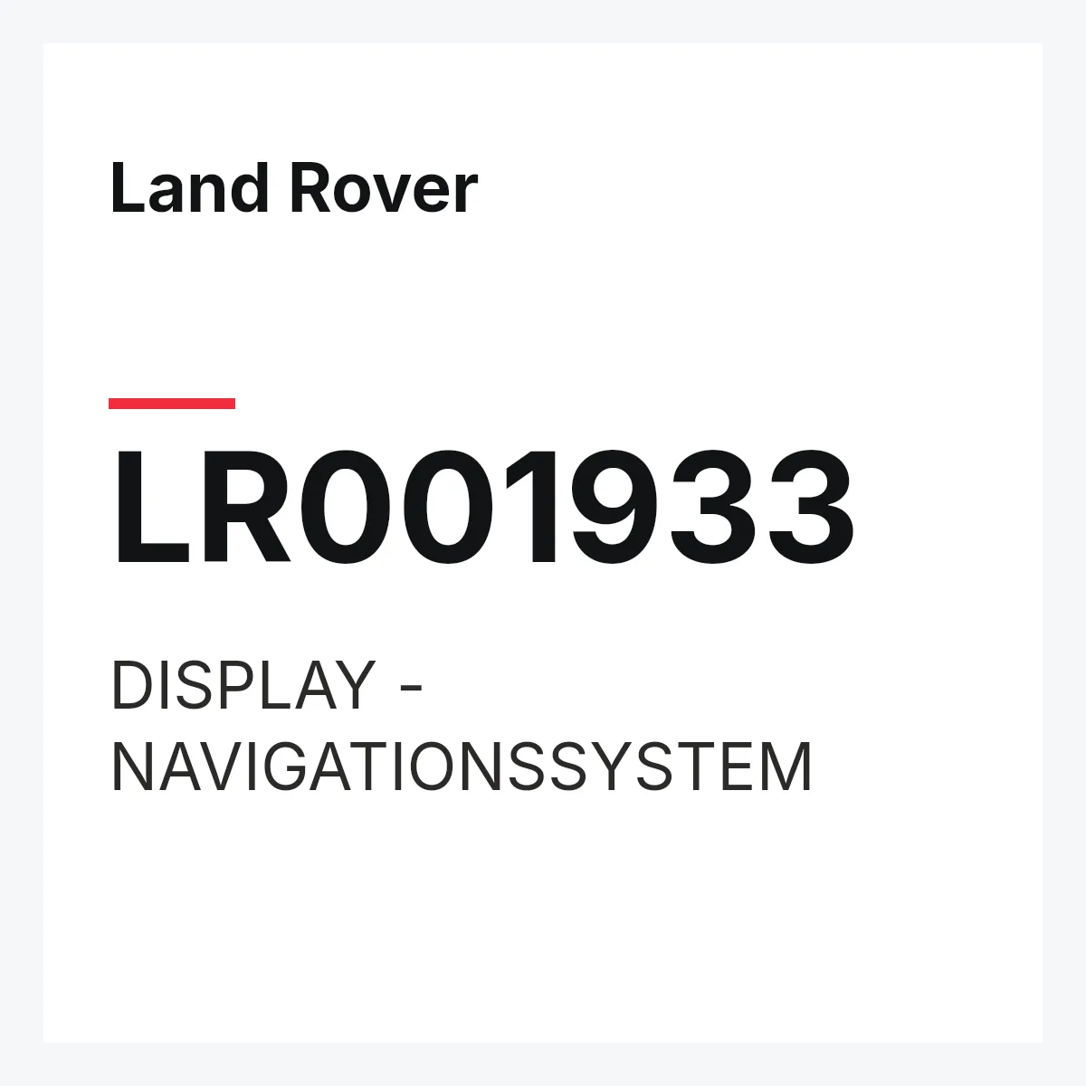 Land Rover LR001933 — DISPLAY - NAVIGATIONSSYSTEM