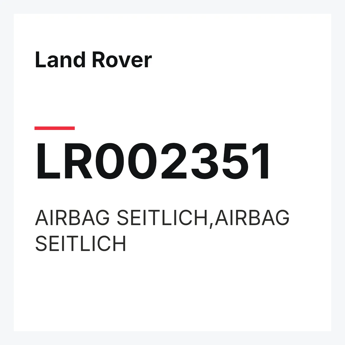 Land Rover LR002351 — AIRBAG SEITLICH,AIRBAG SEITLICH
