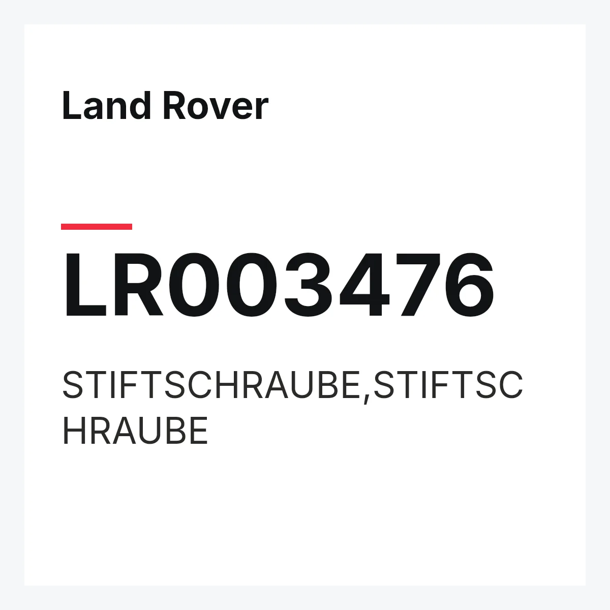 Land Rover LR003476 — STIFTSCHRAUBE,STIFTSCHRAUBE