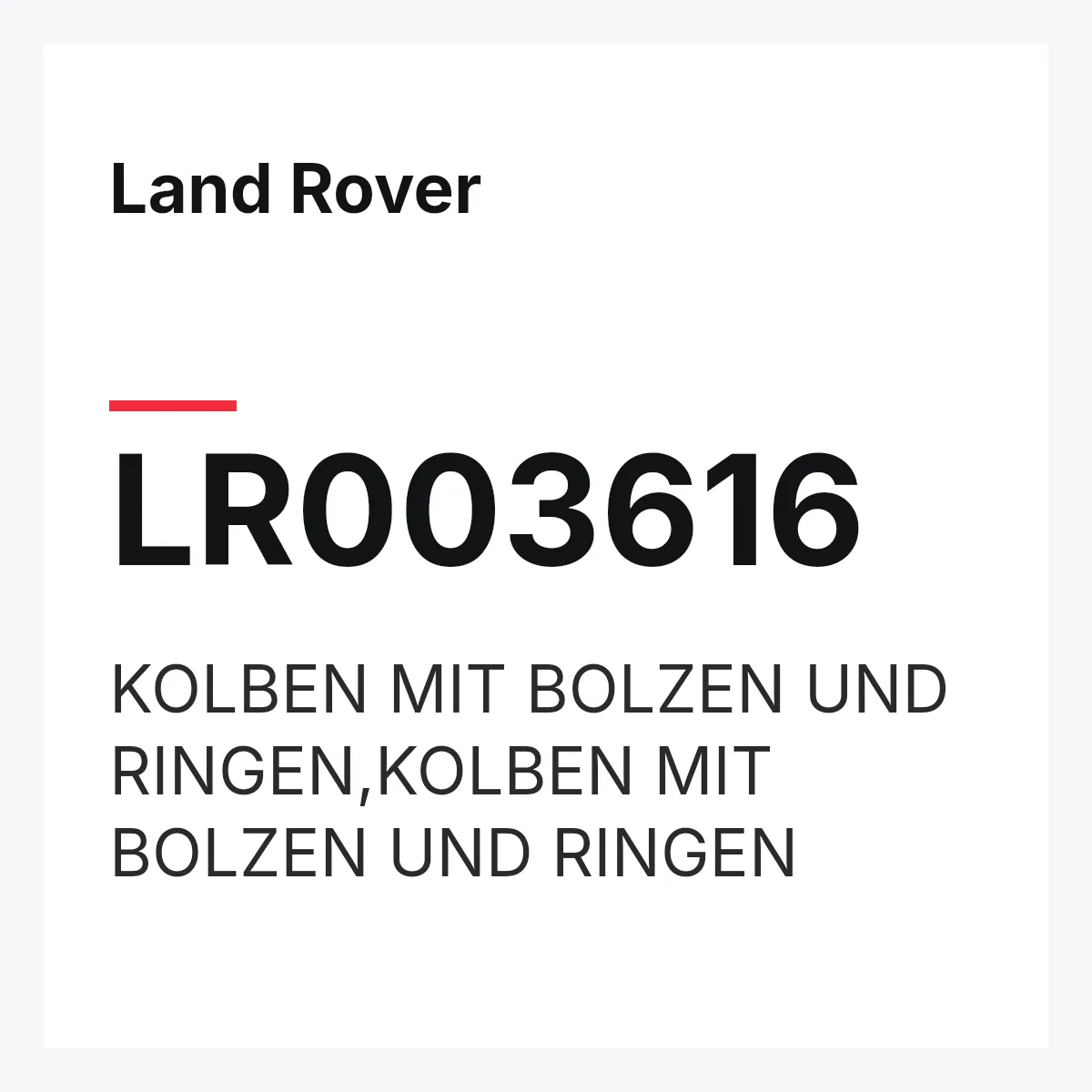 Land Rover LR003616 — KOLBEN MIT BOLZEN UND RINGEN,KOLBEN MIT BOLZEN UND RINGEN
