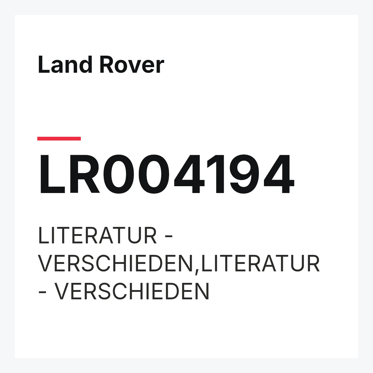 Land Rover LR004194 — LITERATUR - VERSCHIEDEN,LITERATUR - VERSCHIEDEN