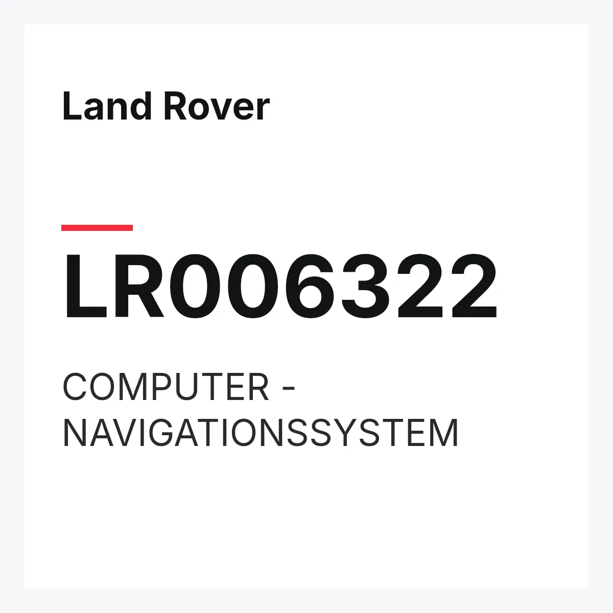 Land Rover LR006322 — COMPUTER - NAVIGATIONSSYSTEM