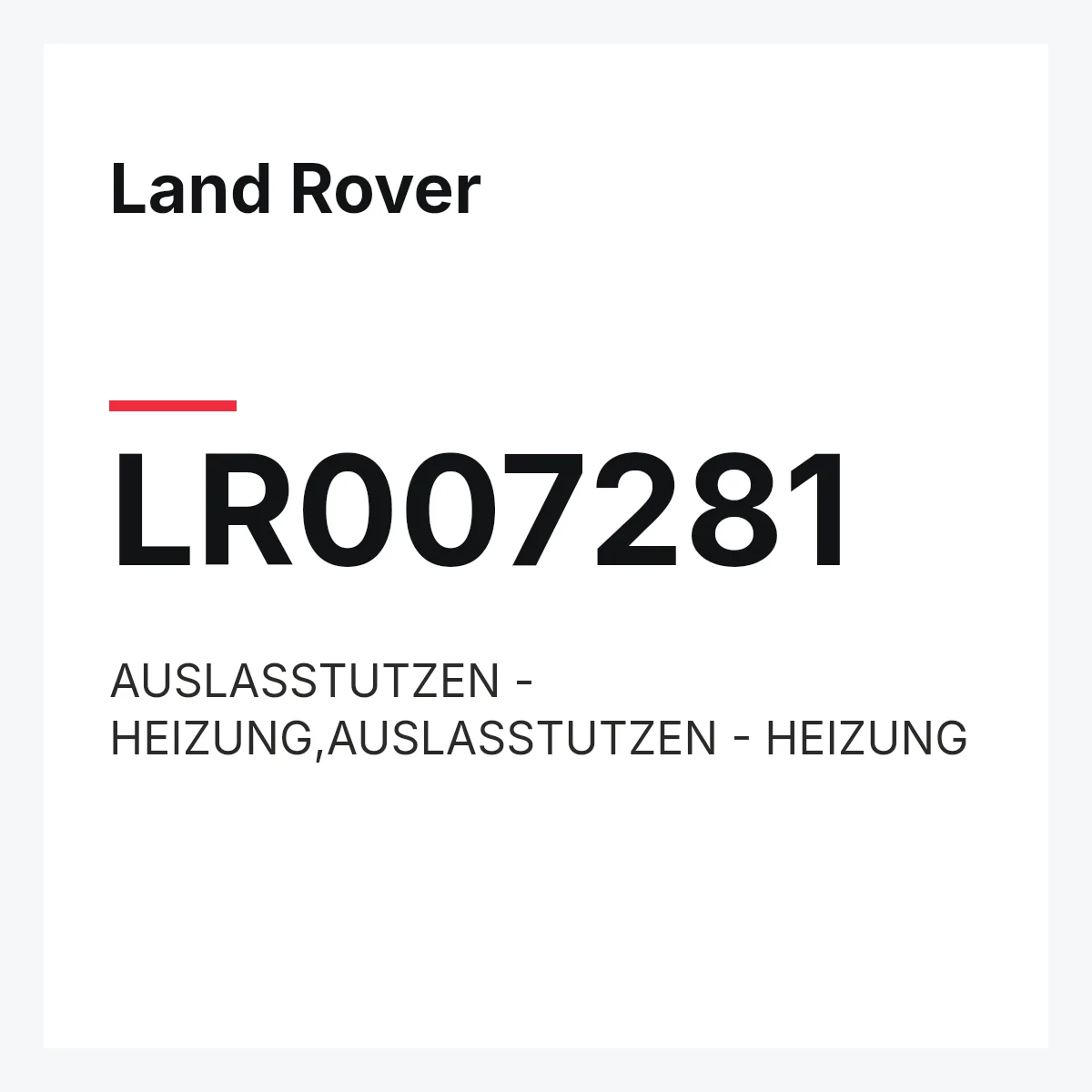Land Rover LR007281 — AUSLASSTUTZEN - HEIZUNG,AUSLASSTUTZEN - HEIZUNG