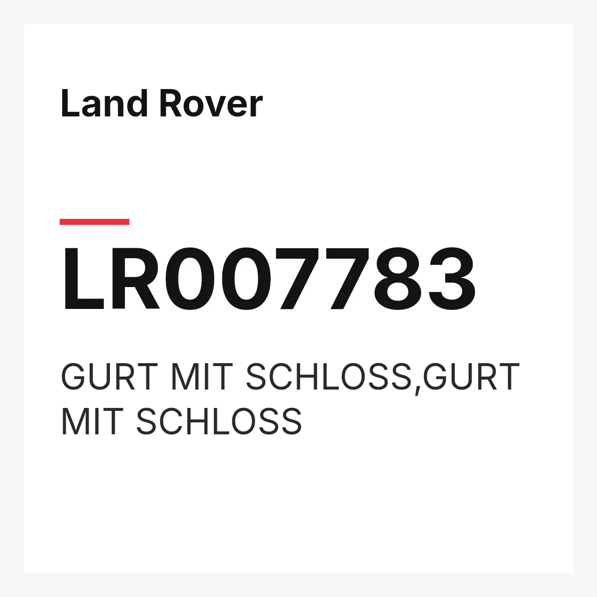 Land Rover LR007783 — GURT MIT SCHLOSS,GURT MIT SCHLOSS