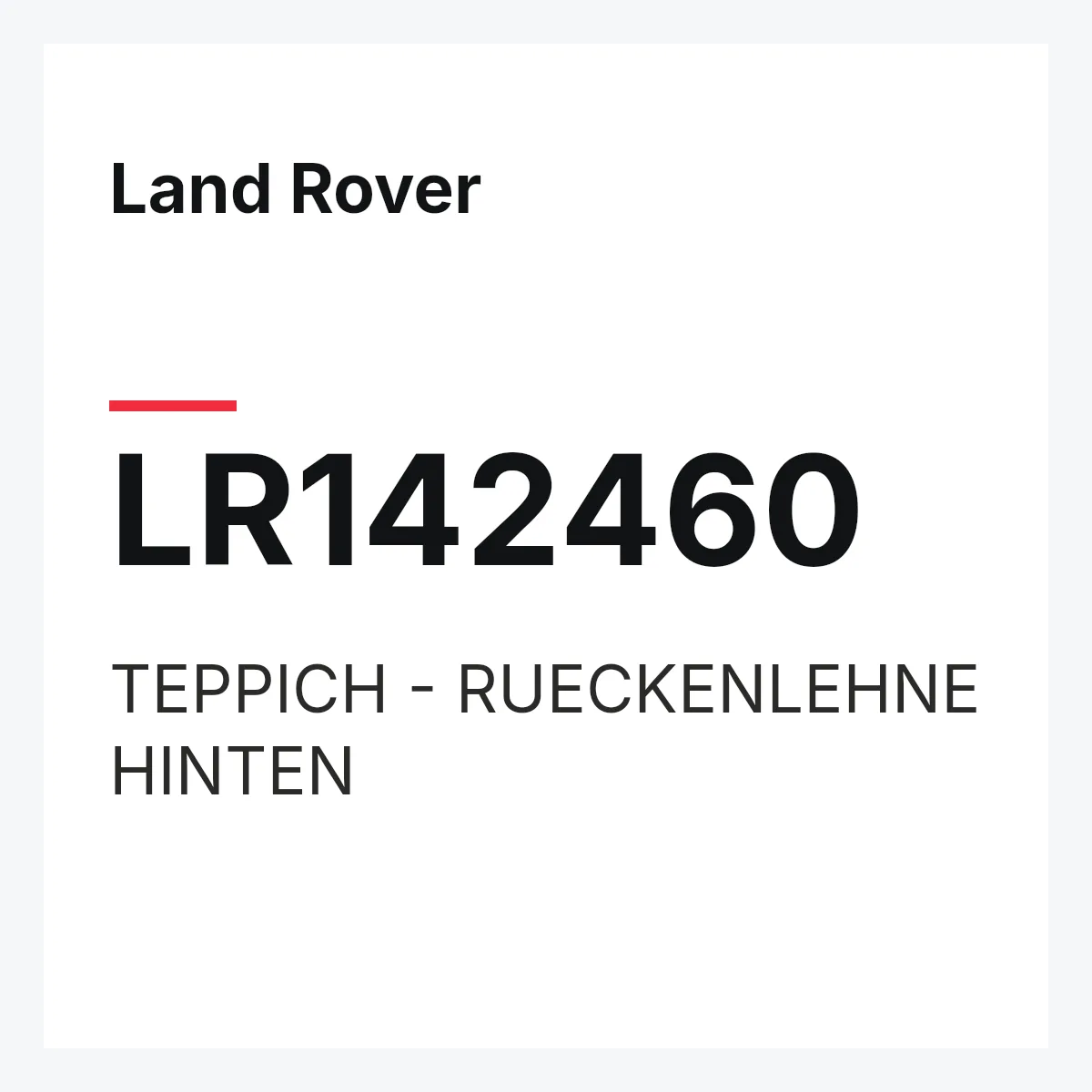 Land Rover LR142460 — TEPPICH - RUECKENLEHNE HINTEN