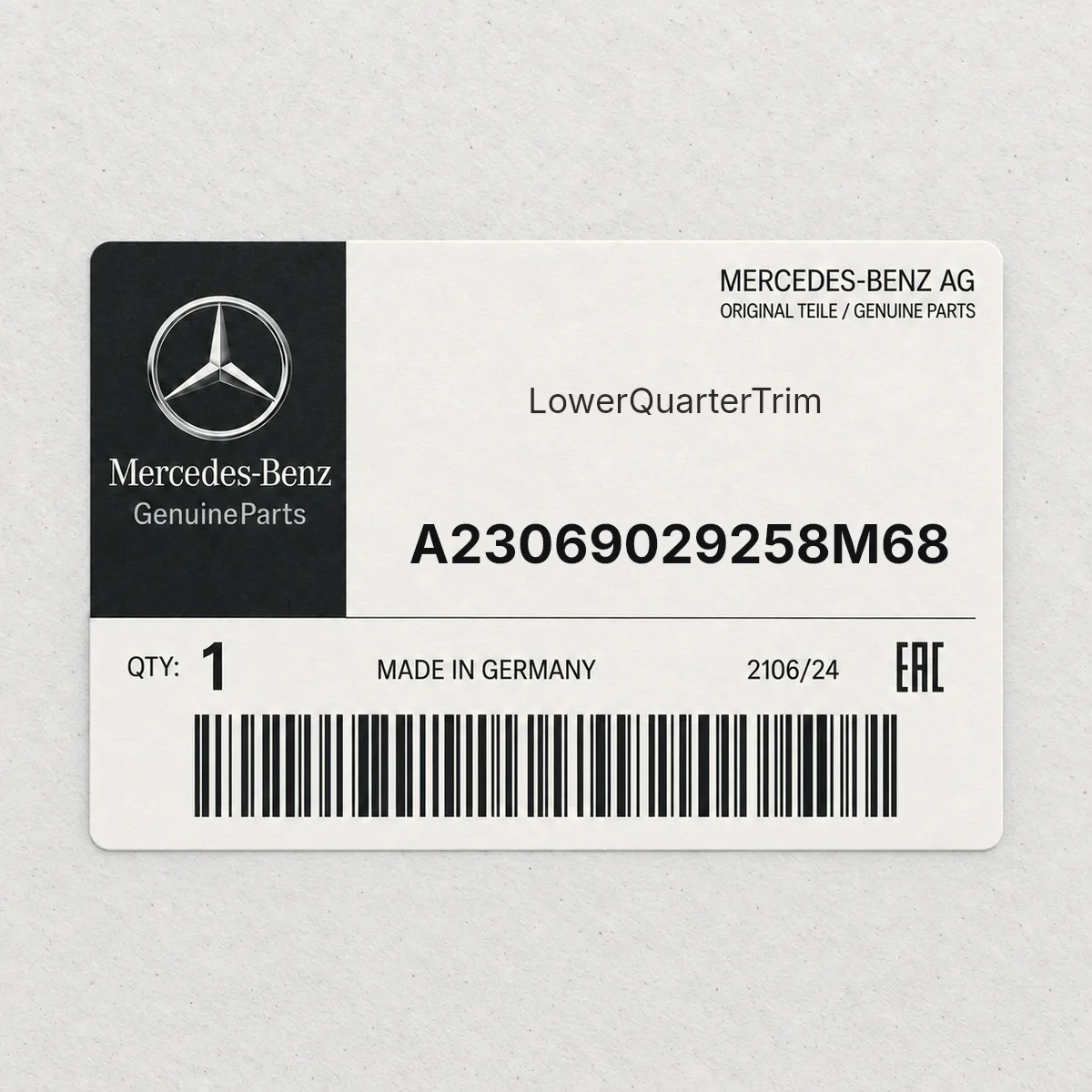 MERCEDES-BENZ A23069029258M68 — LowerQuarterTrim