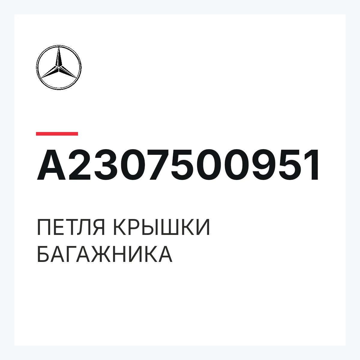 MERCEDES-BENZ A2307500951 — ПЕТЛЯ КРЫШКИ БАГАЖНИКА