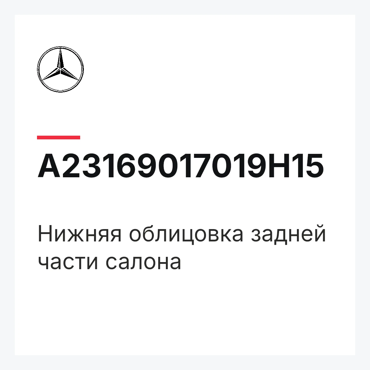 MERCEDES-BENZ A23169017019H15 — Нижняя облицовка задней части салона