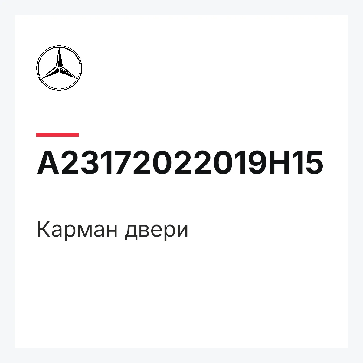 MERCEDES-BENZ A23172022019H15 — Карман двери
