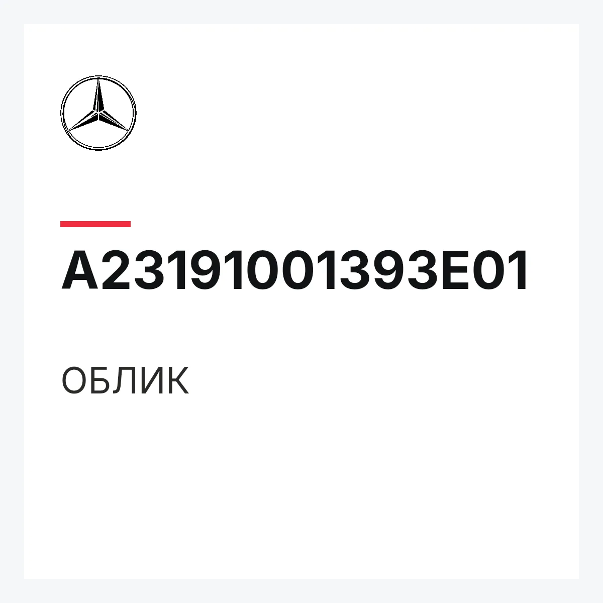MERCEDES-BENZ A23191001393E01 — ОБЛИК