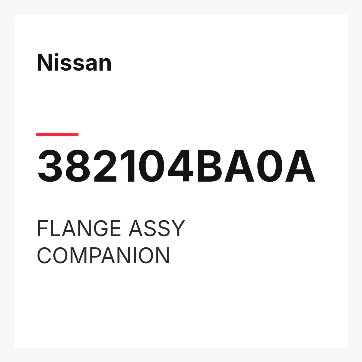 Nissan 382104BA0A — FLANGE ASSY COMPANION