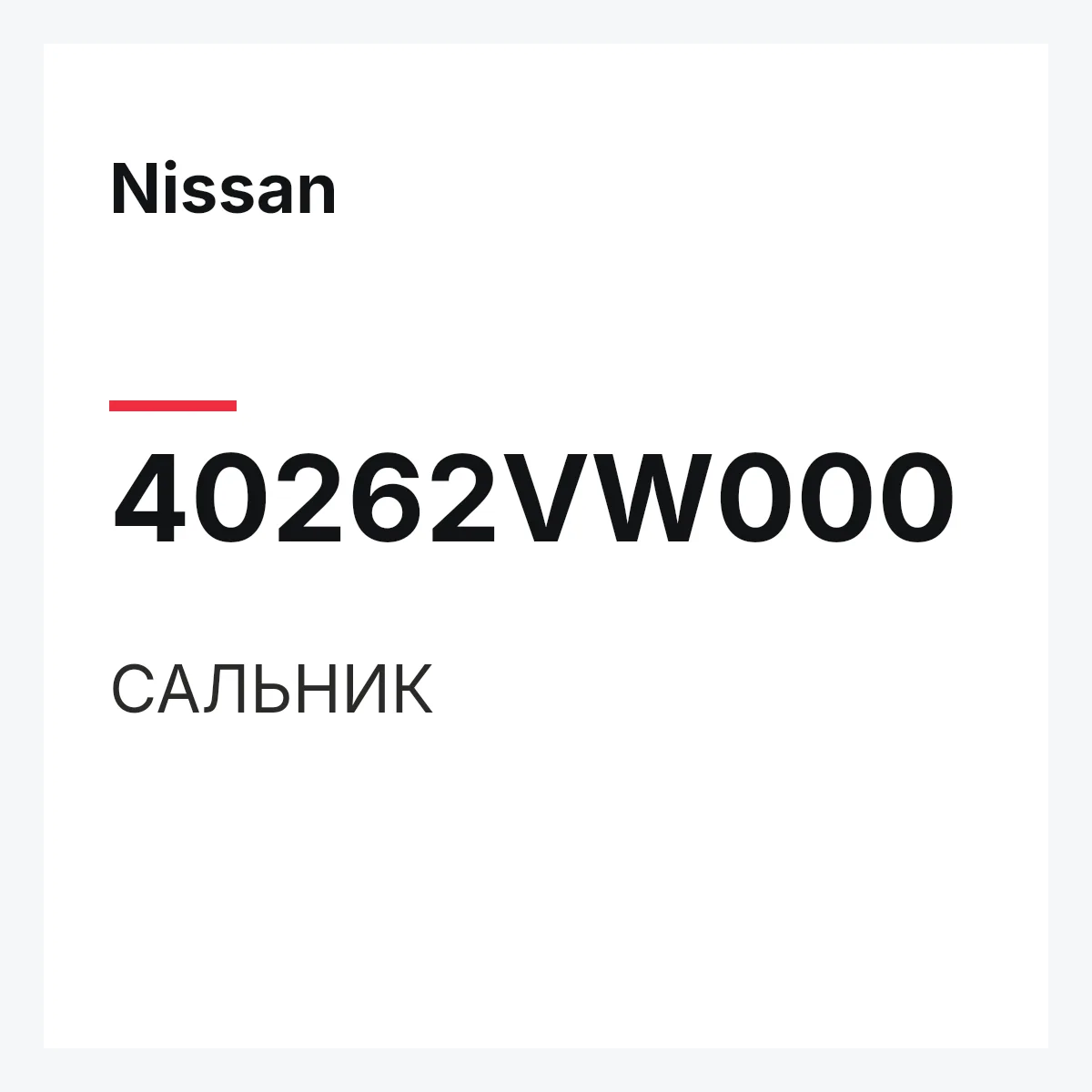 Nissan 40262VW000 — САЛЬНИК