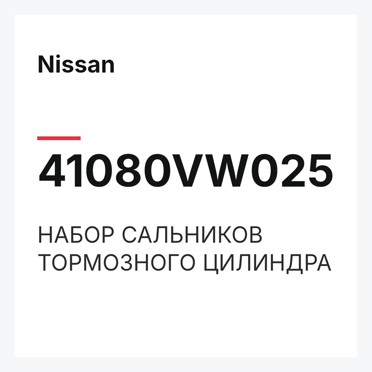 Nissan 41080VW025 — НАБОР САЛЬНИКОВ ТОРМОЗНОГО ЦИЛИНДРА
