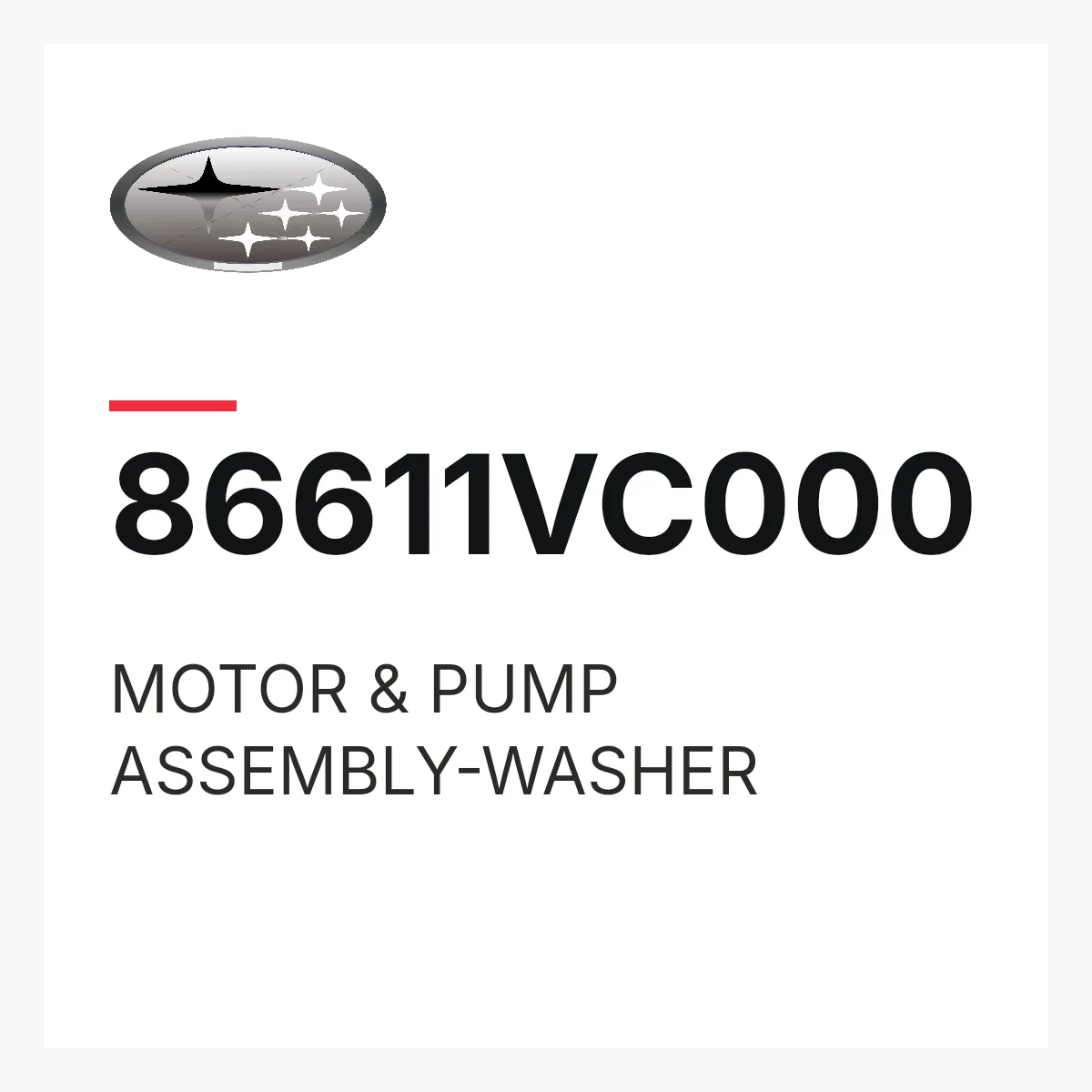 Subaru 86611VC000 — MOTOR & PUMP ASSEMBLY-WASHER