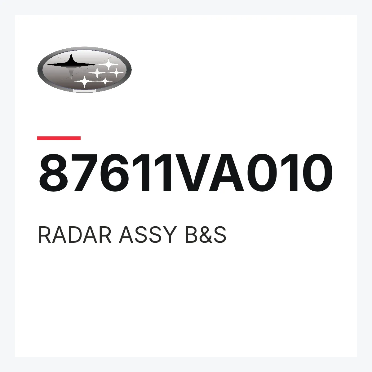 Subaru 87611VA010 — RADAR ASSY B&S