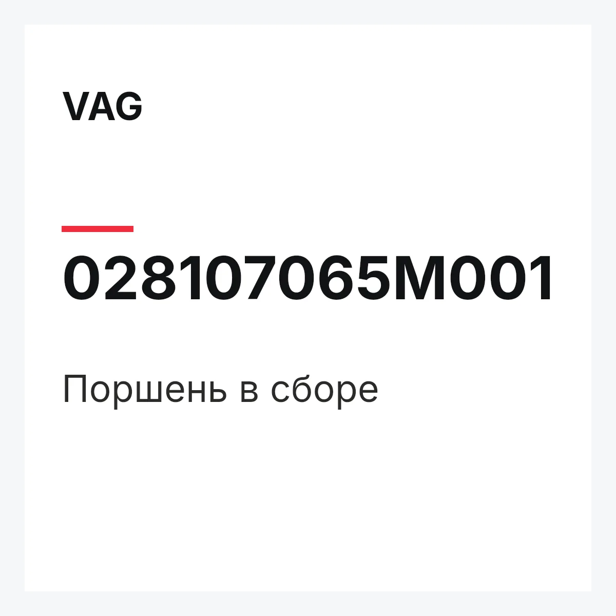 VAG 028107065M001 — Поршень в сборе