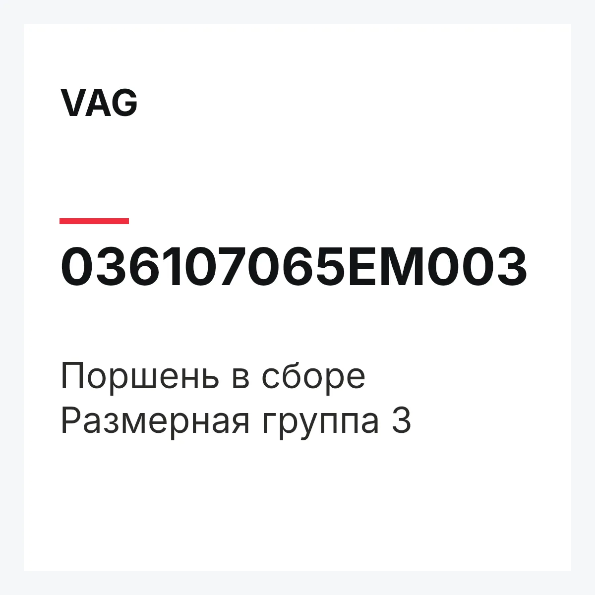 VAG 036107065EM003 — Поршень в сборе Размерная группа 3