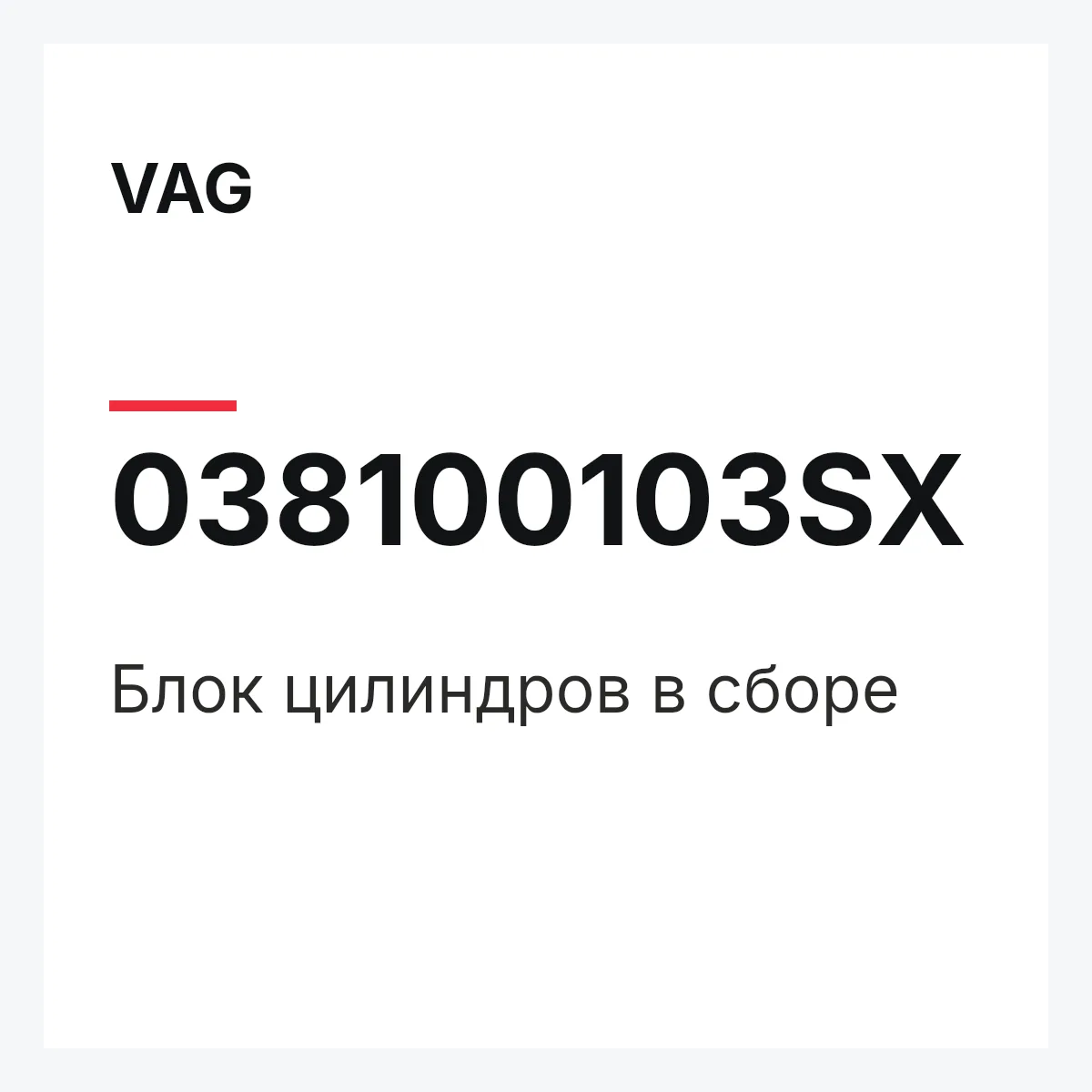 VAG 038100103SX — Блок цилиндров в сборе