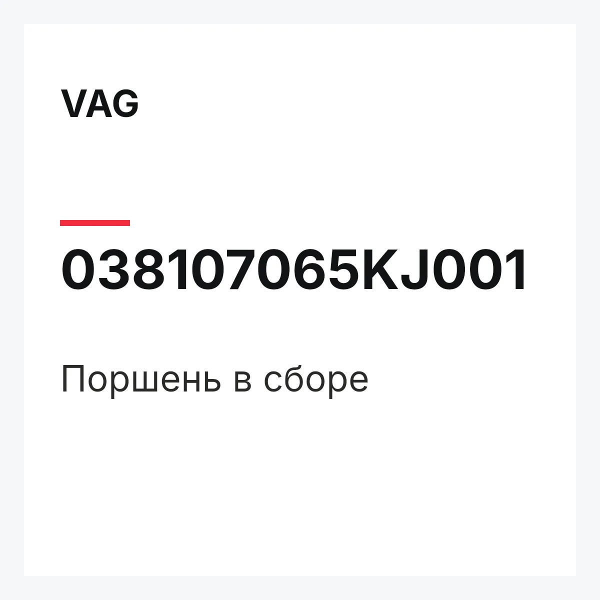 VAG 038107065KJ001 — Поршень в сборе