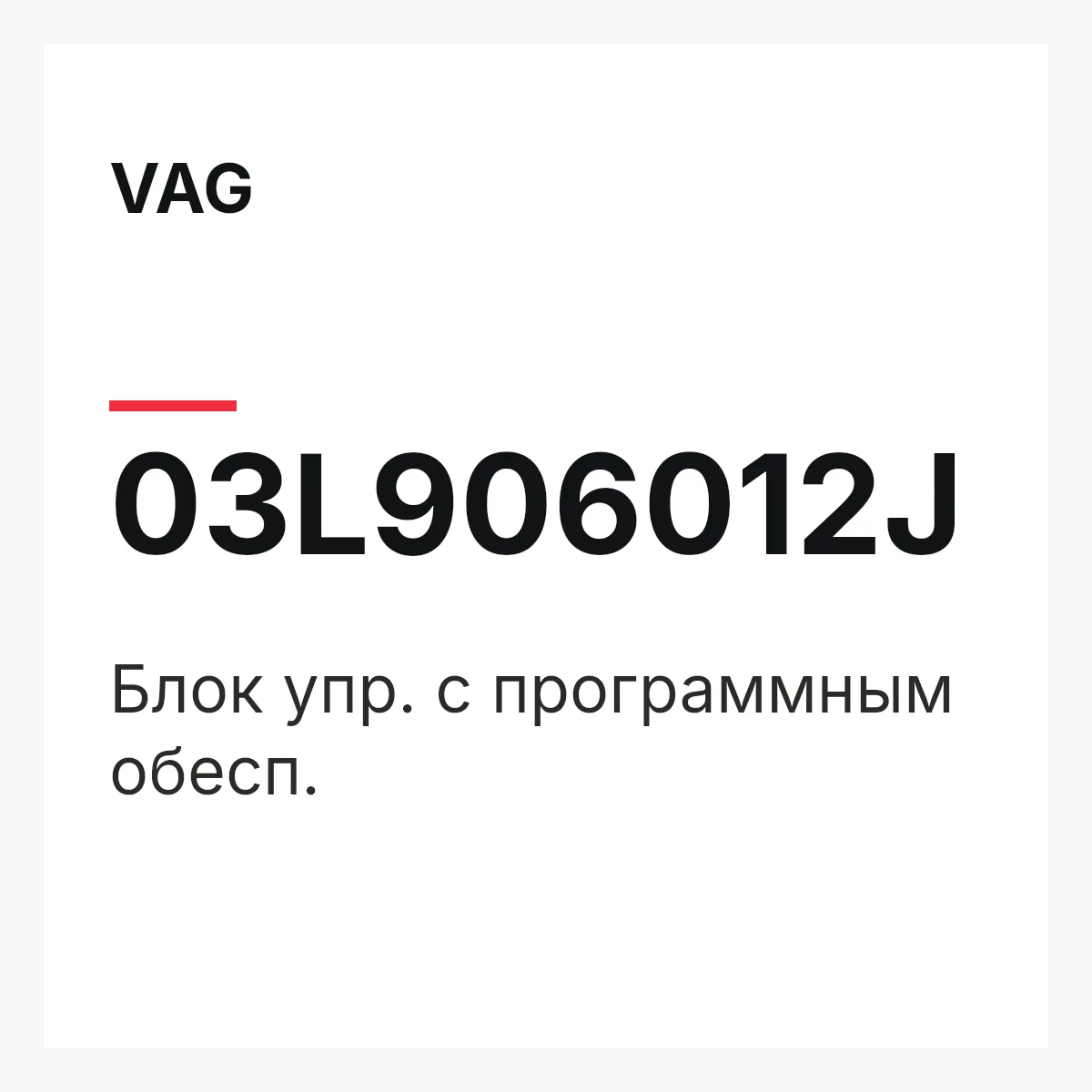 VAG 03L906012J — Блок упр. с программным обесп.
