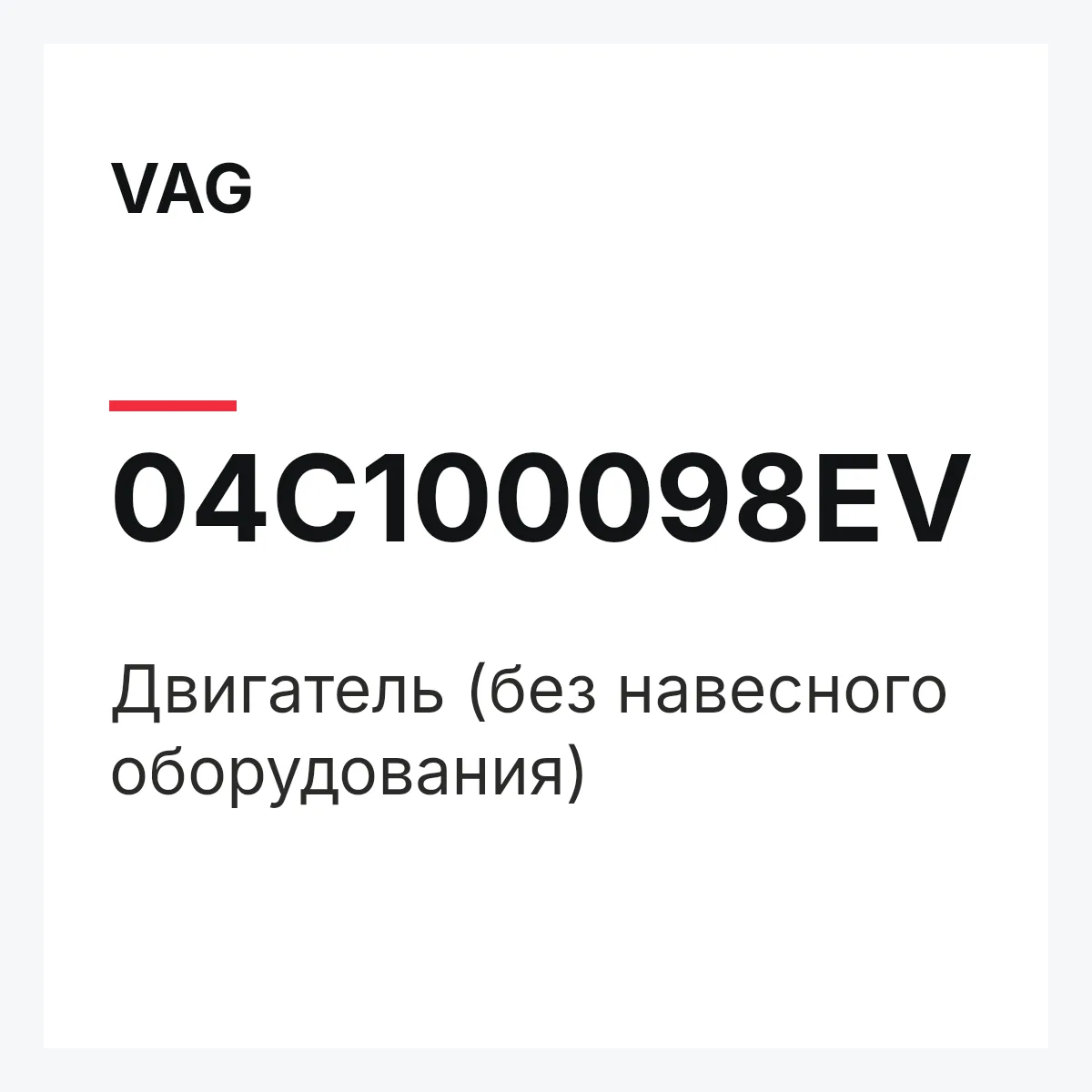 VAG 04C100098EV — Двигатель (без навесного оборудования)