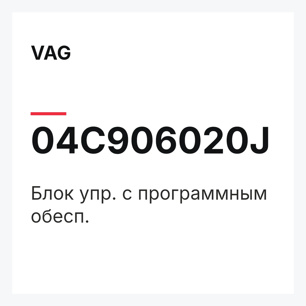 VAG 04C906020J — Блок упр. с программным обесп.