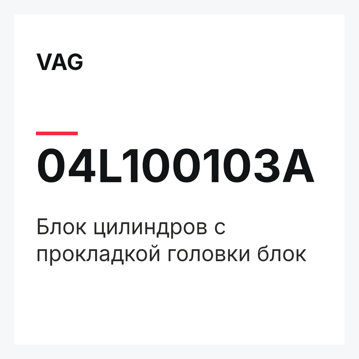 VAG 04L100103A — Блок цилиндров с прокладкой головки блок