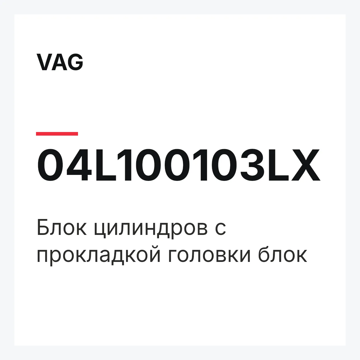 VAG 04L100103LX — Блок цилиндров с прокладкой головки блок
