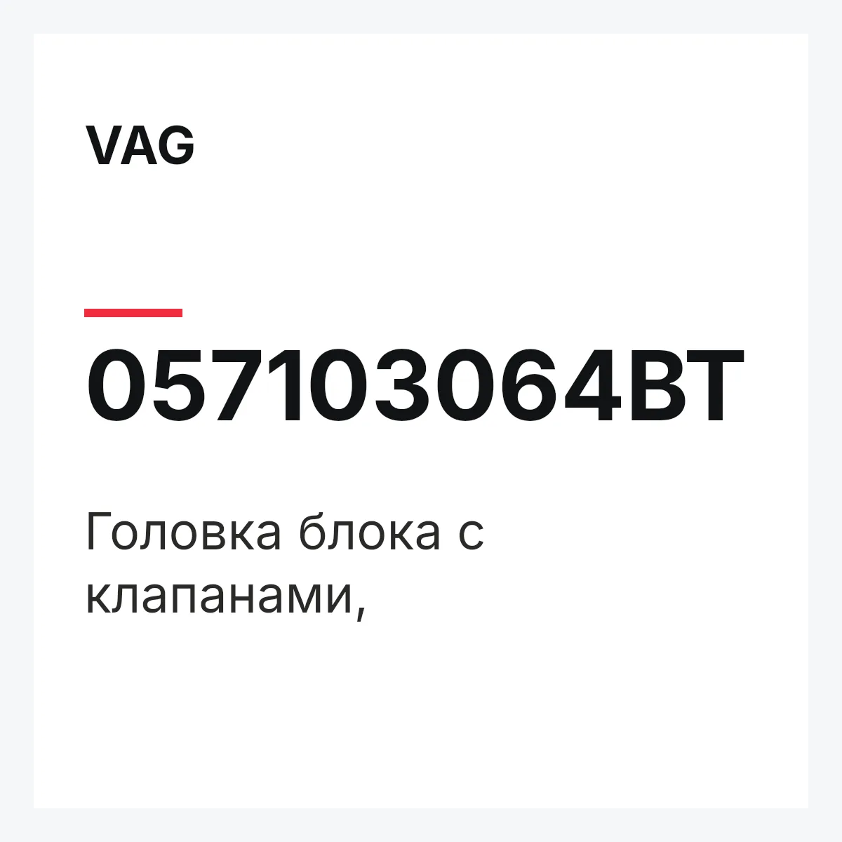 VAG 057103064BT — Головка блока с клапанами,