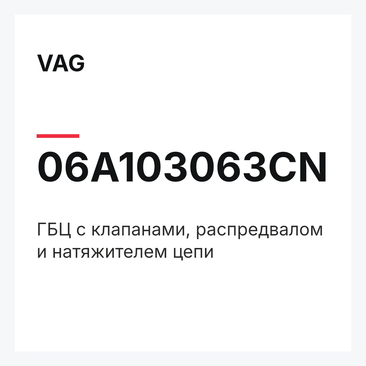 VAG 06A103063CN — ГБЦ с клапанами, распредвалом и натяжителем цепи