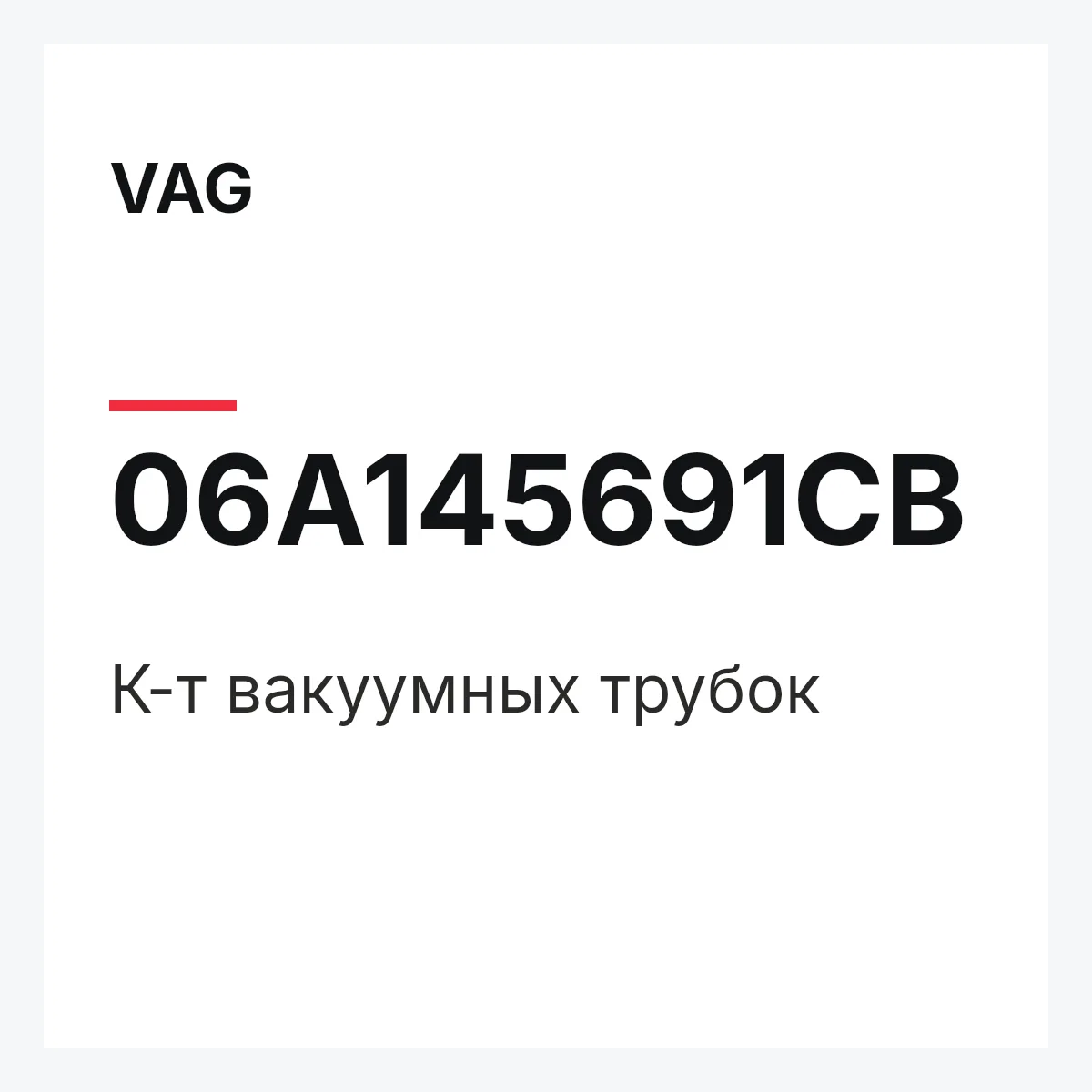 VAG 06A145691CB — К-т вакуумных трубок