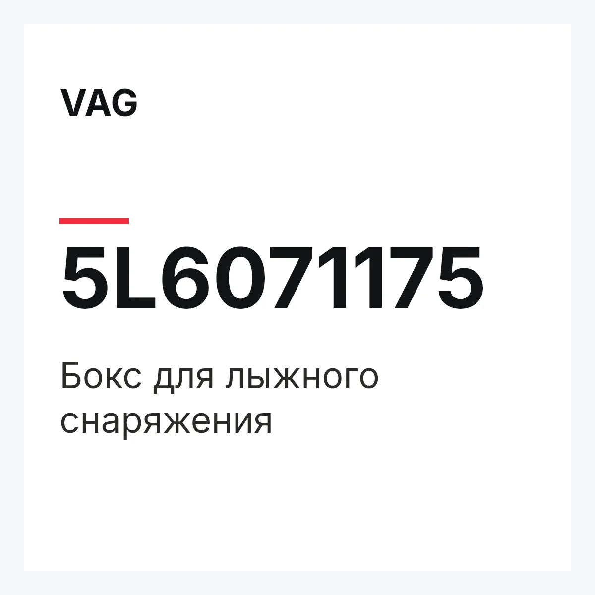 VAG 5L6071175 — Бокс для лыжного снаряжения