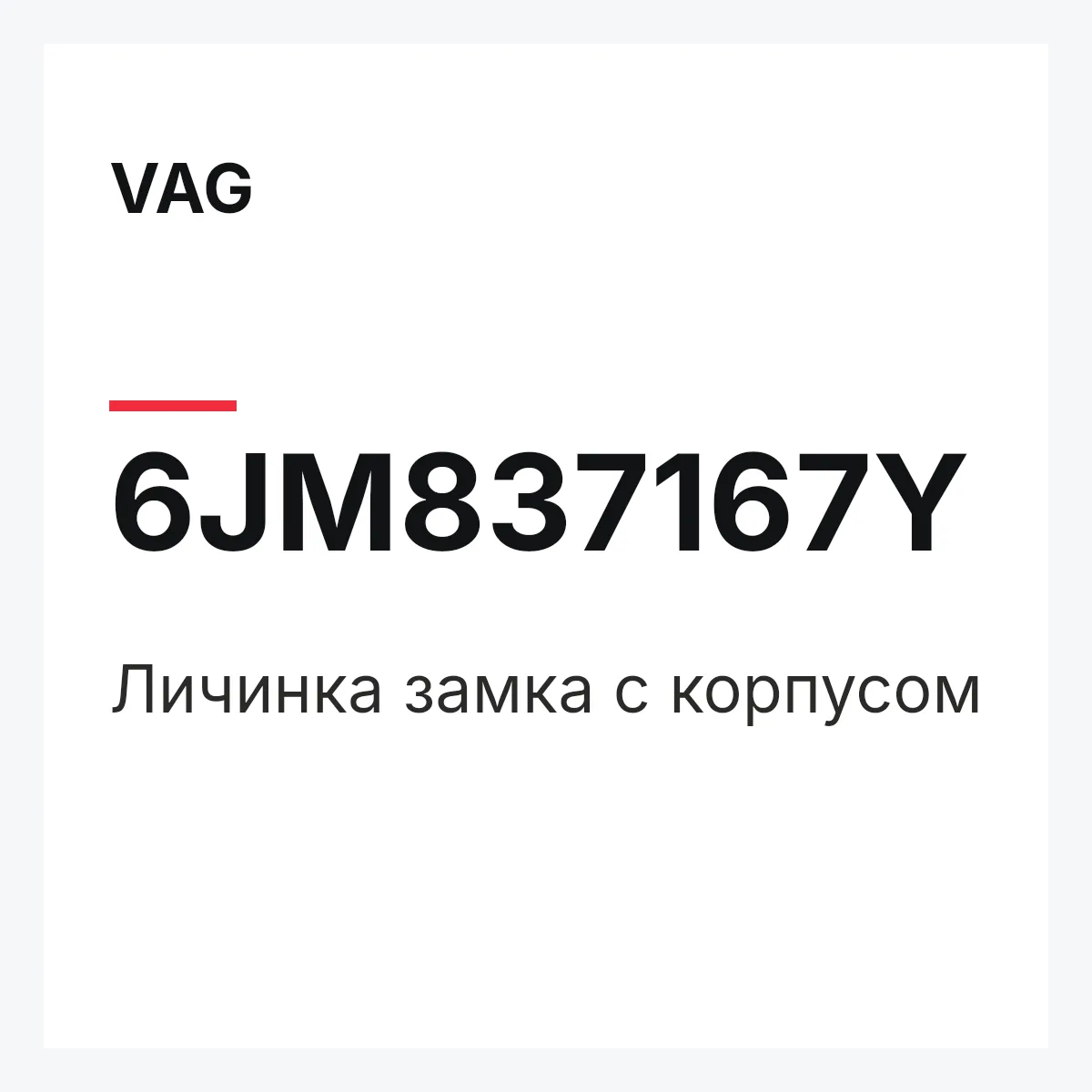 VAG 6JM837167Y — Личинка замка с корпусом
