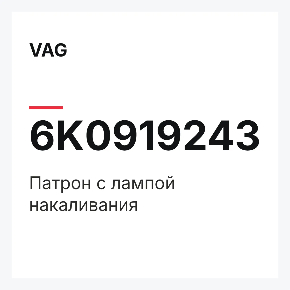 VAG 6K0919243 — Патрон с лампой накаливания