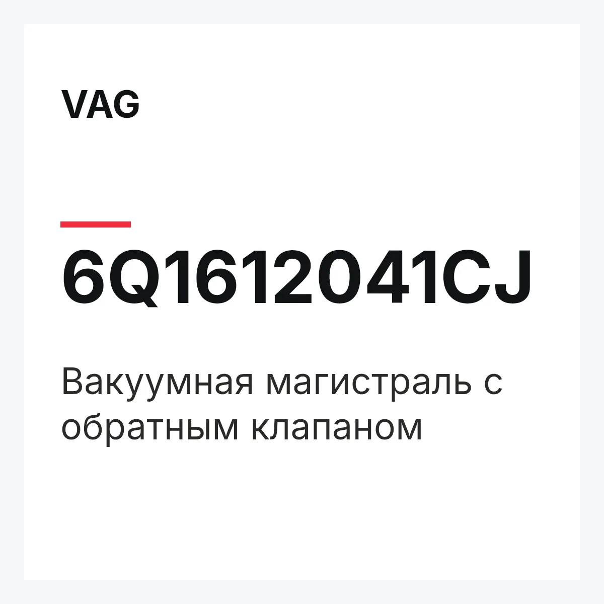 VAG 6Q1612041CJ — Вакуумная магистраль с обратным клапаном