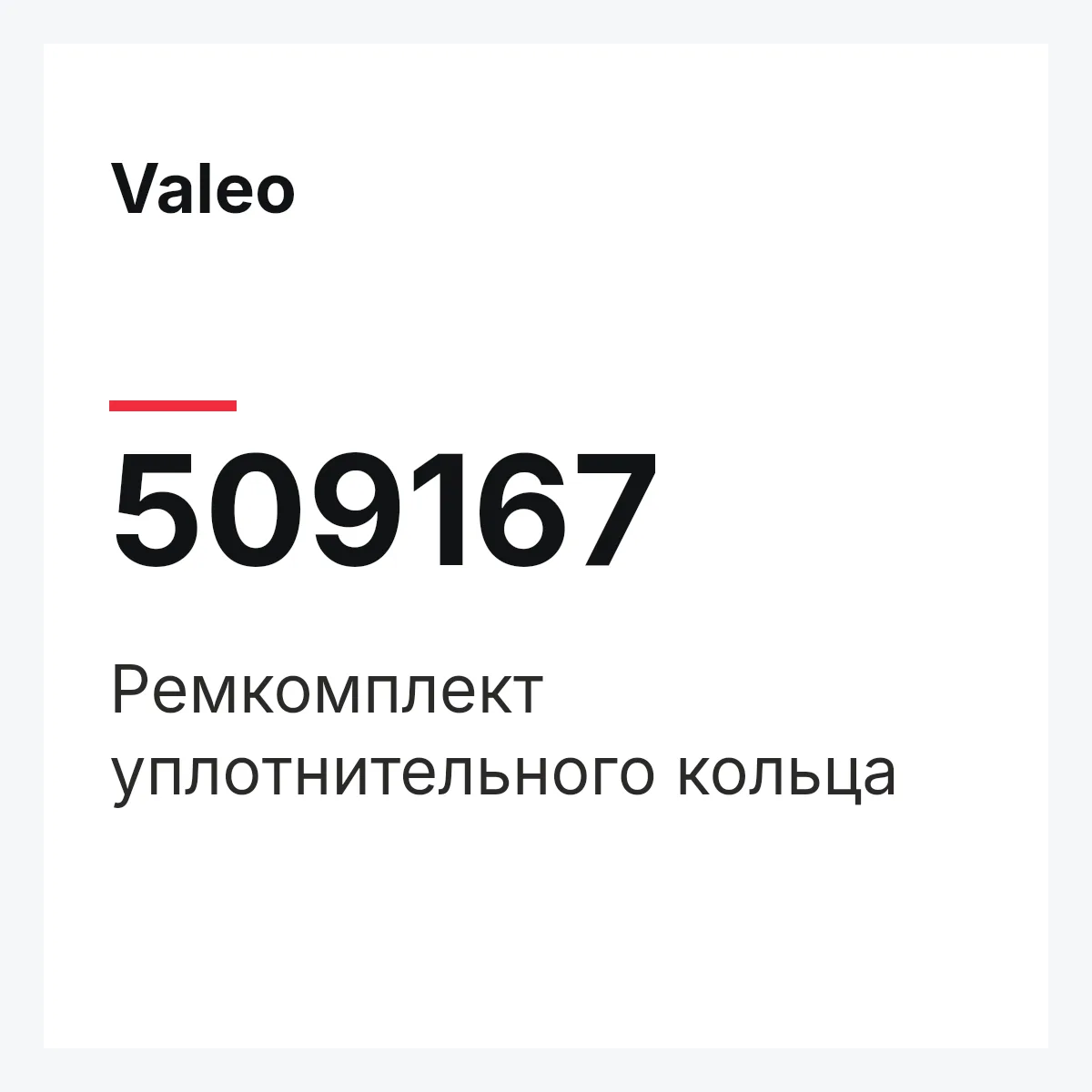 Valeo 509167 — Ремкомплект уплотнительного кольца